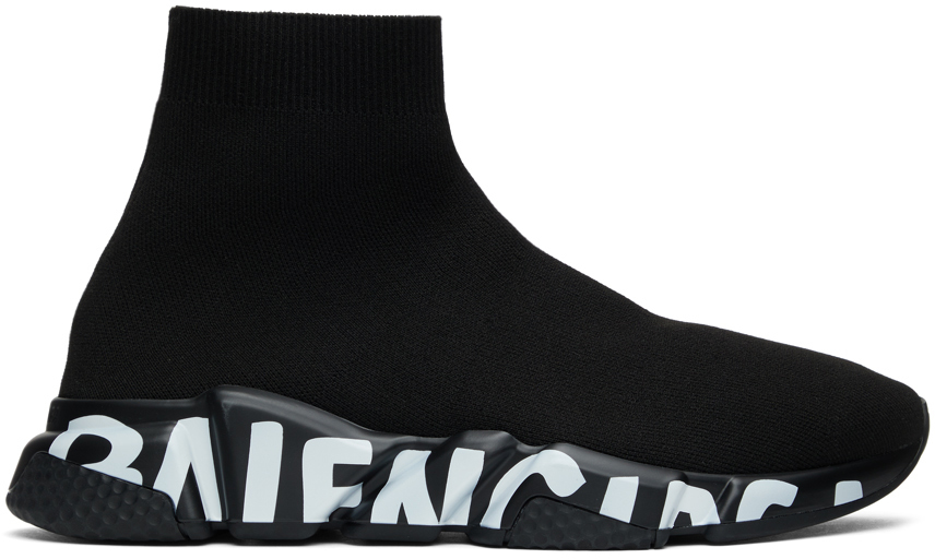 Balenciaga: Black Graffiti Sole Speed Runner Sneakers | SSENSE