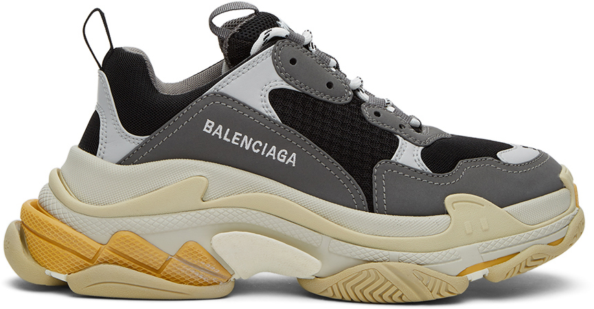 Balenciaga: Grey & Black Triple S Sneakers | SSENSE