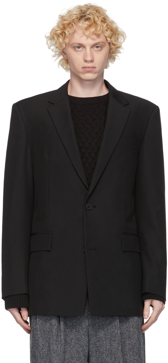 Juun.J: Black Wool Blazer | SSENSE