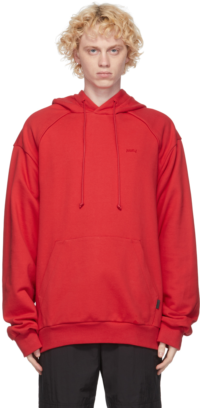 Juun.J: Red Logo Hoodie | SSENSE