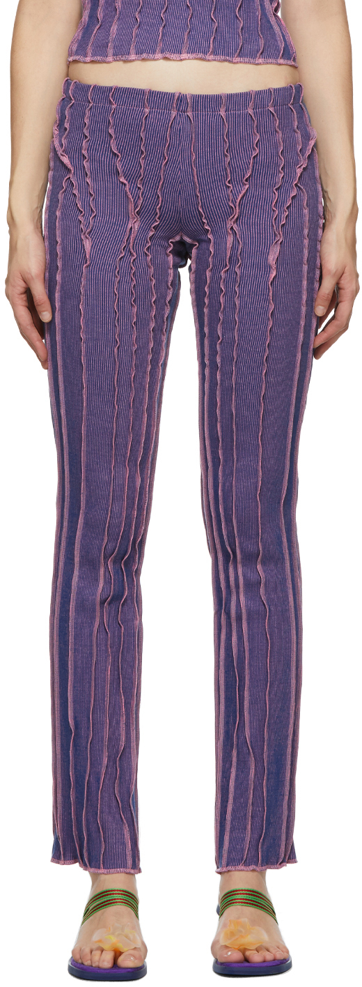 Helenamanzano SSENSE Exclusive Pink & Blue 3D Stripe Lounge Pants