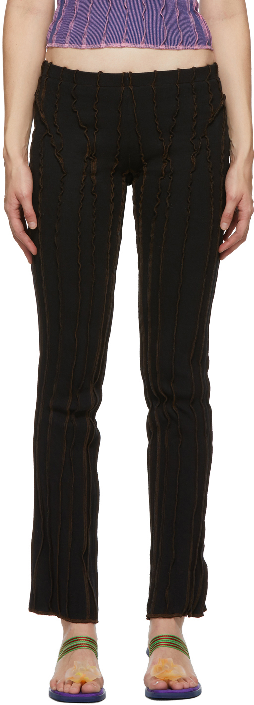 Helenamanzano SSENSE Exclusive Black & Brown 3D Stripe Lounge Pants
