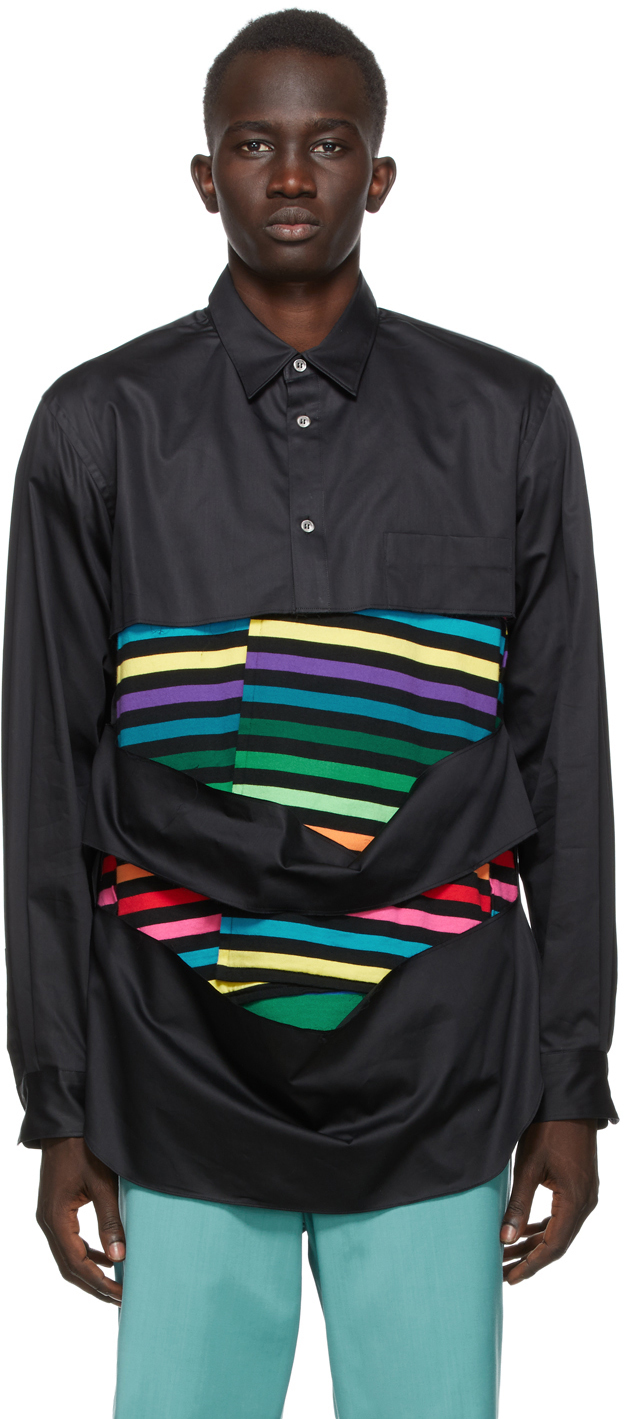 Black Cotton Broad Shirt by Comme des Garçons Homme Plus on Sale