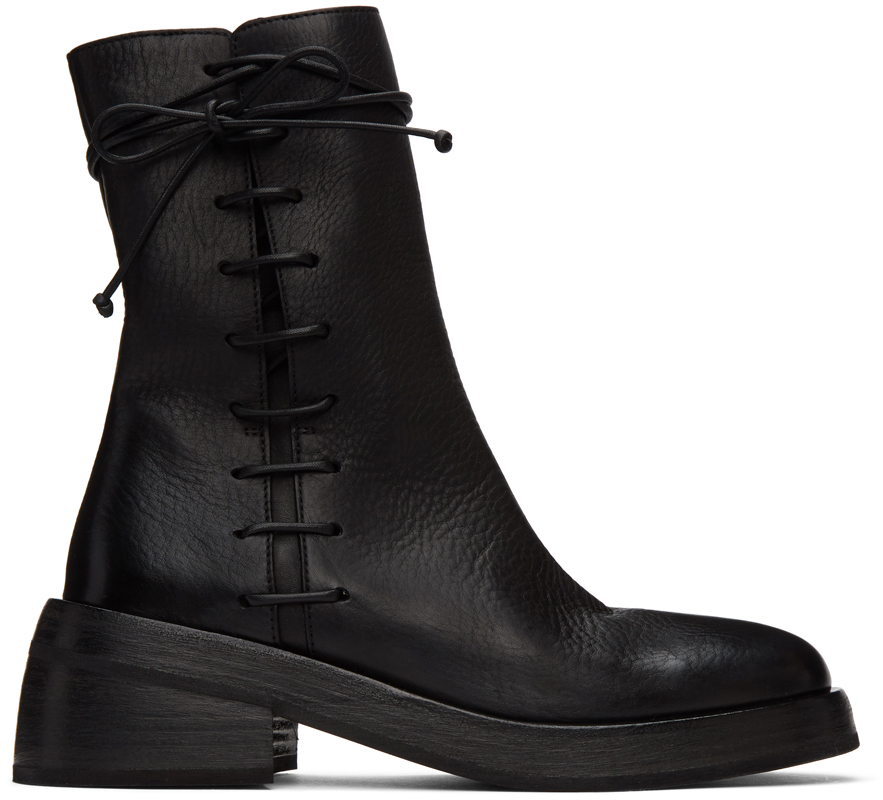Marsèll: Black Fondello Side Lace Ankle Boots | SSENSE