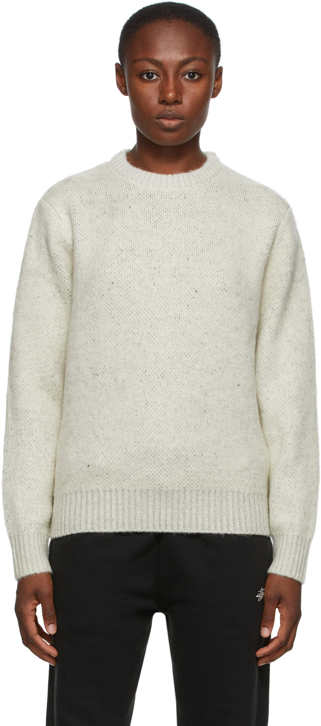 Stüssy: Off-White Mohair 8-Ball Sweater | SSENSE