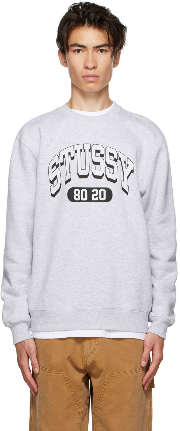 stussy grey crew neck