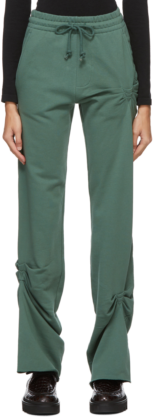 Dries Van Noten: Green Ruched Lounge Pants | SSENSE