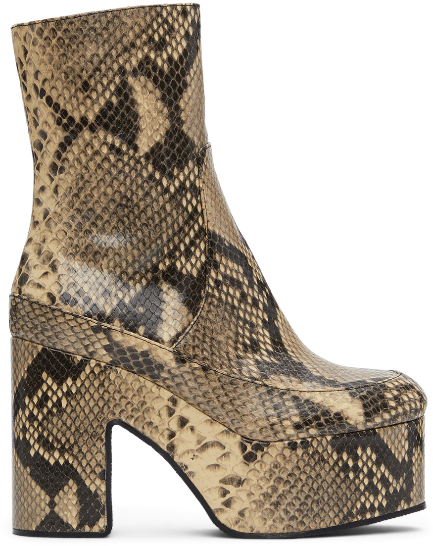 Dries Van Noten: Beige Snake Platform 