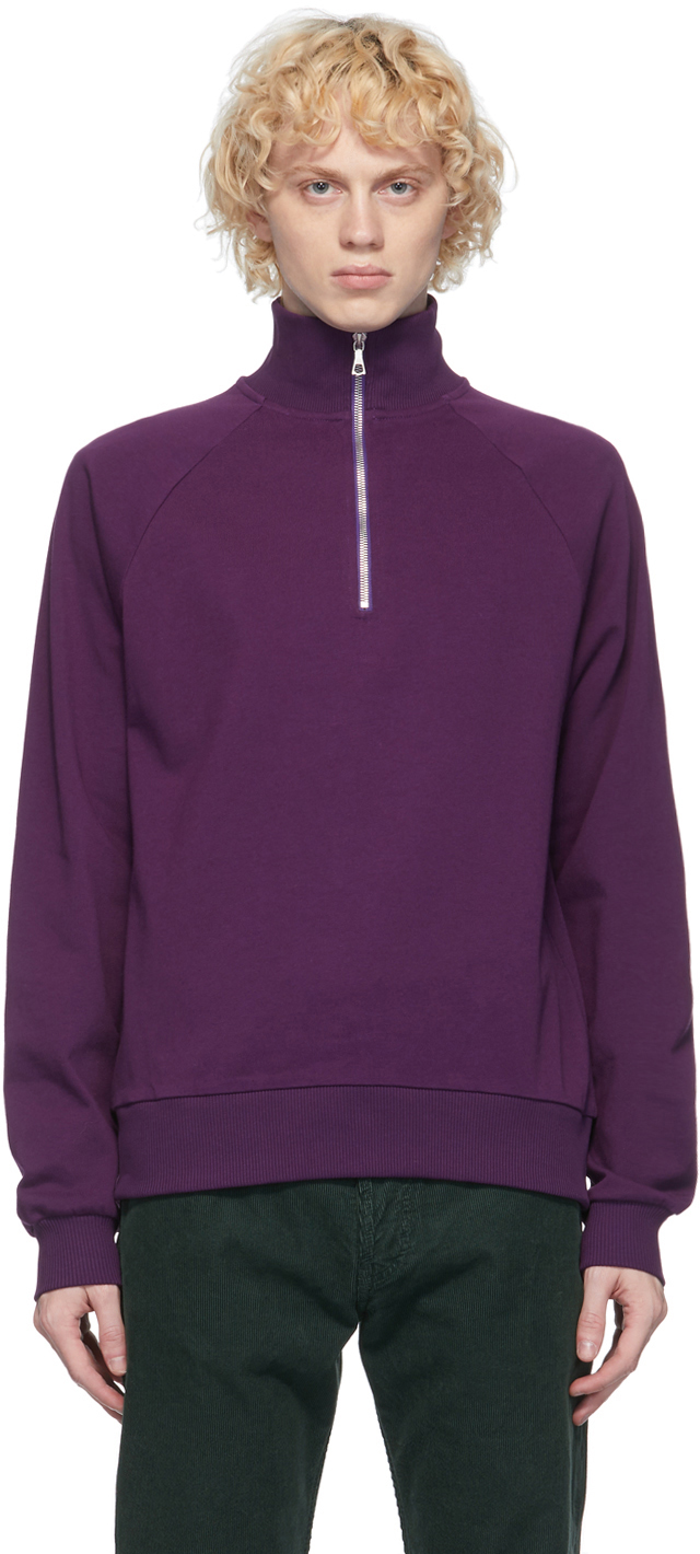 purple half zip sweater