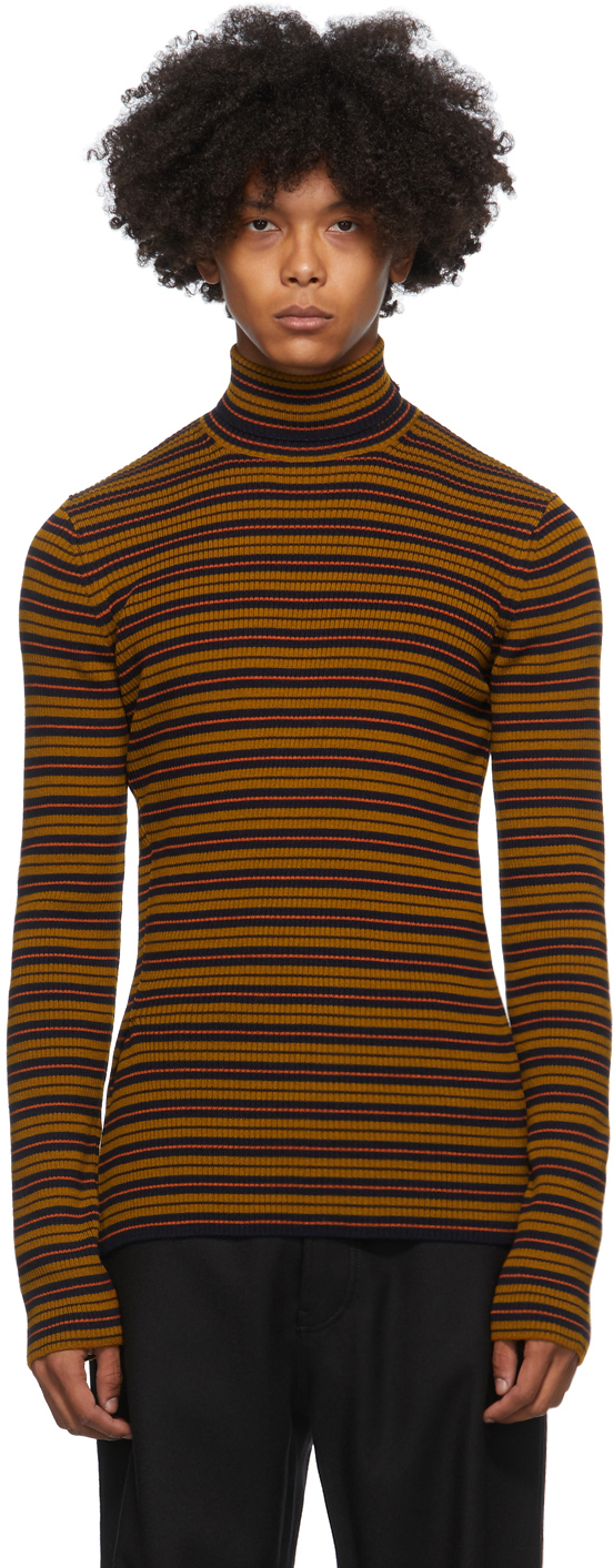 Dries Van Noten Brown & Navy Striped Sweater