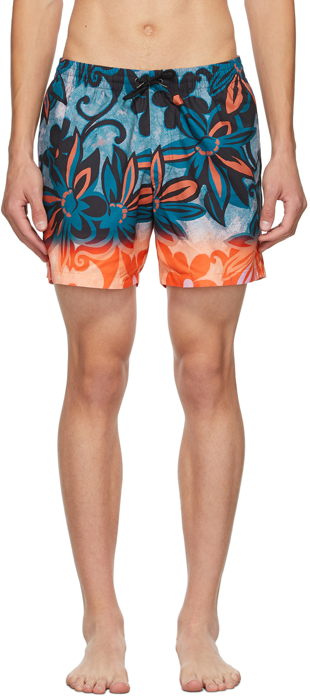 Dries Van Noten Blue Floral Swim Shorts