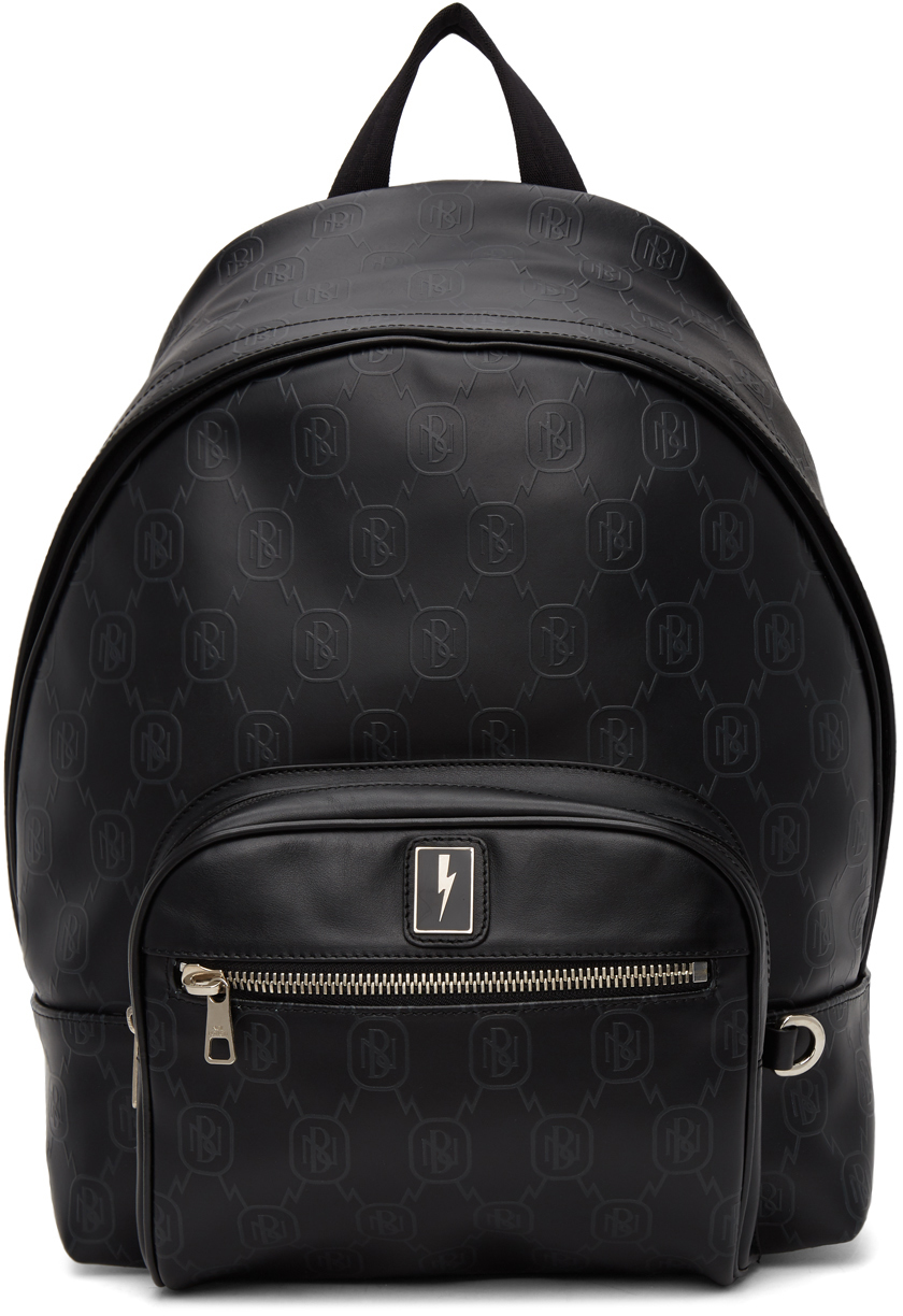 Neil Barrett Black Embossed Logo Backpack SSENSE Canada
