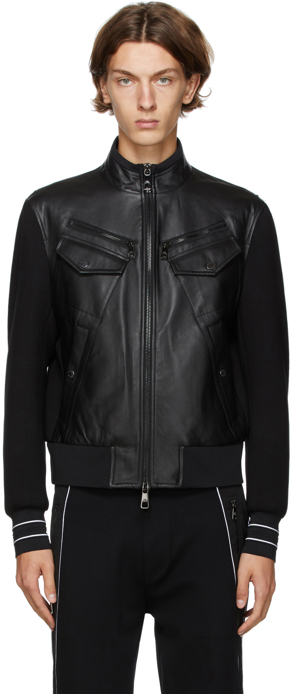 Neil Barrett: Black Panelled Leather Jacket | SSENSE