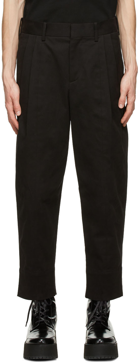 Neil Barrett: Black Gabardine Tapered Trousers | SSENSE