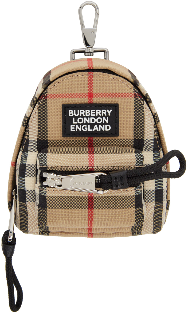 Burberry Beige Vintage Check Backpack Keychain