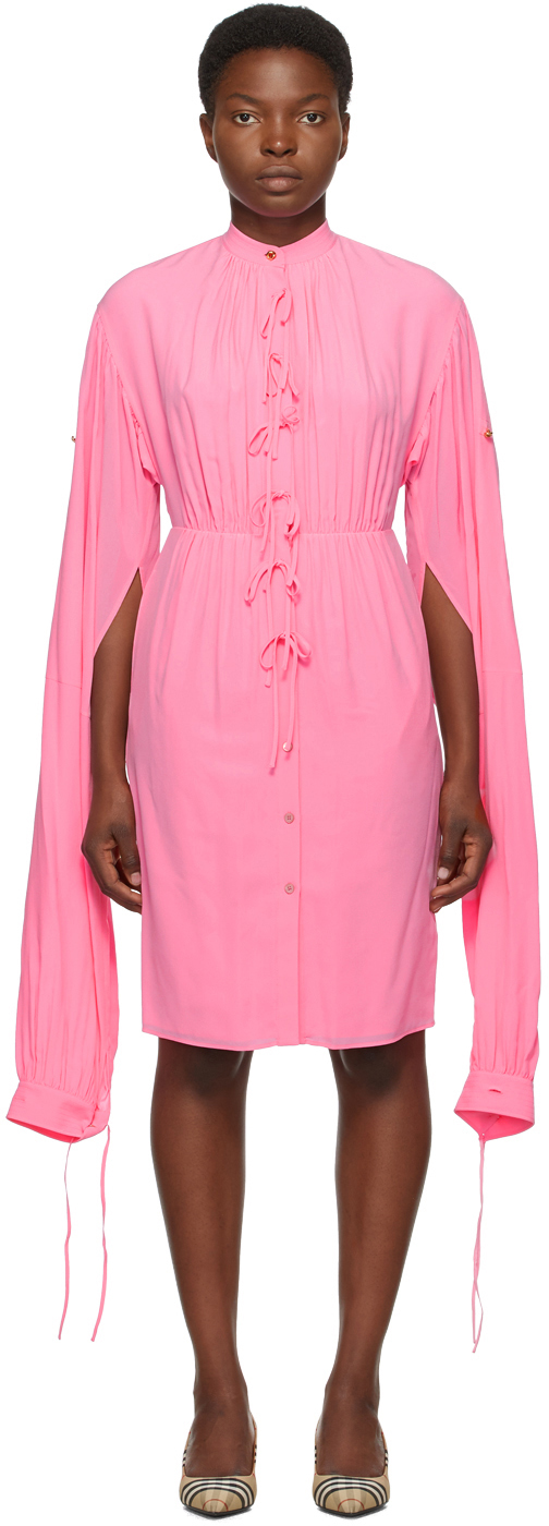 Burberry: Pink Silk Dress SSENSE