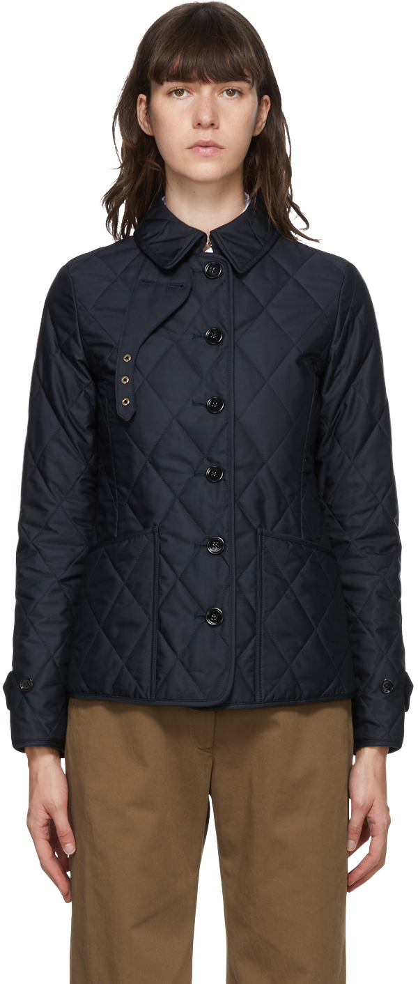 Burberry: Navy Quilted Fernleigh Jacket | SSENSE UK
