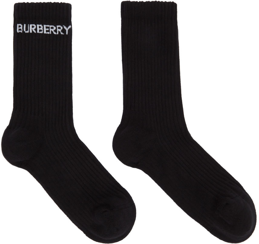 Burberry: Black Logo Sports Socks | SSENSE