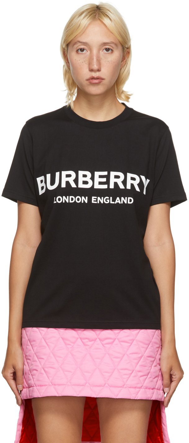 Burberry: Black Shotover Logo T-Shirt ...