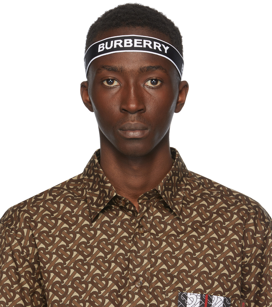Burberry: Black \u0026 White Logo Headband 