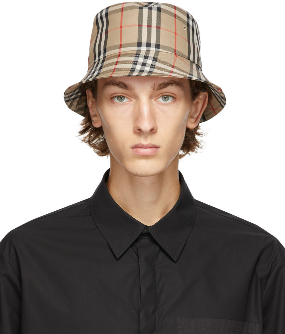 Burberry: Beige Vintage Check Bucket Hat | SSENSE