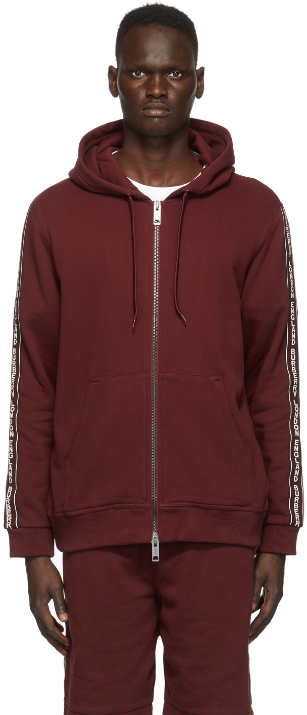 burberry burgundy hoodie