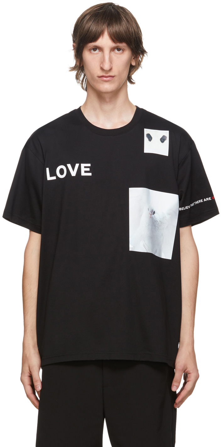 Burberry Black 'Love' Panda Print T-Shirt