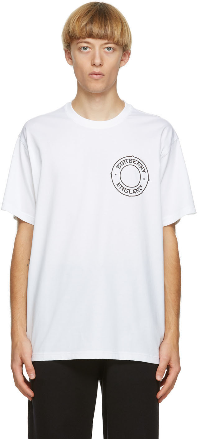 White Logo Crest T-Shirt by Burberry on Sale
