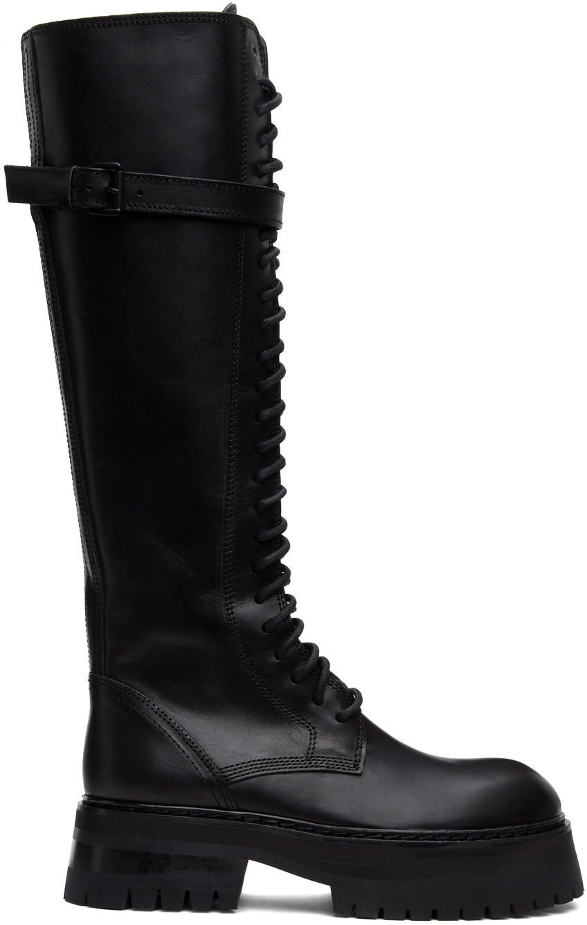 Ann Demeulemeester: Black Classic Lace-Up Boots | SSENSE Canada