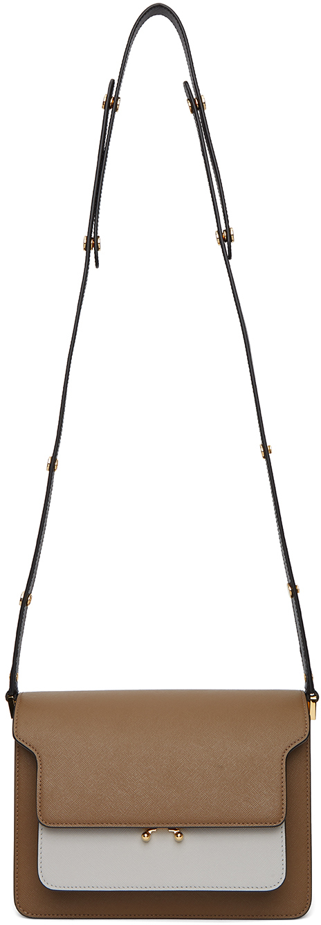 Brown & Grey Saffiano Medium Trunk Bag