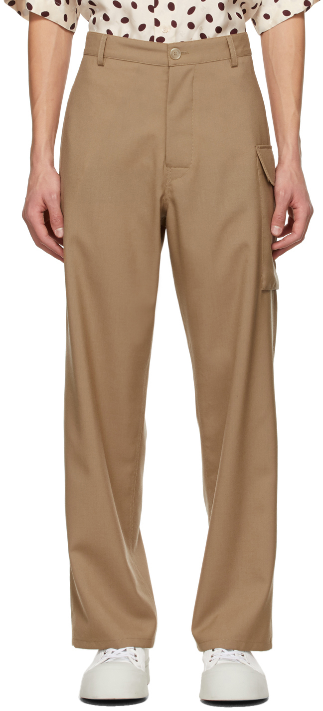 Marni: Khaki Wool Cargo Pants | SSENSE