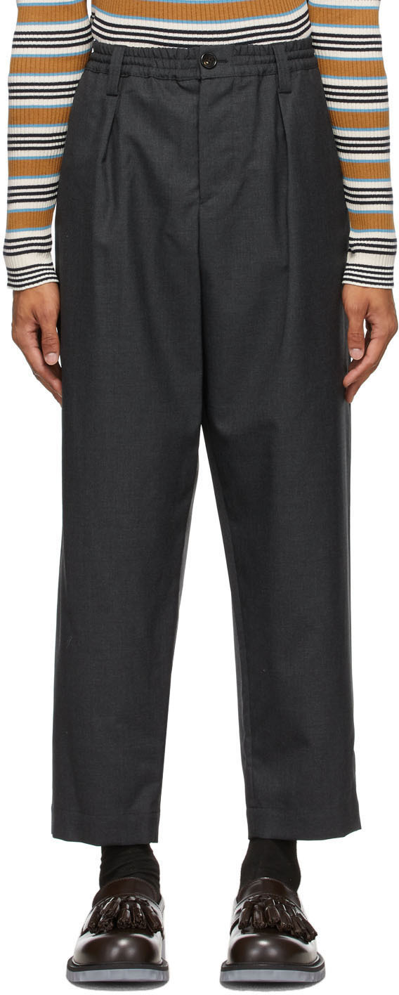 Marni: Grey Tropical Wool Trousers | SSENSE