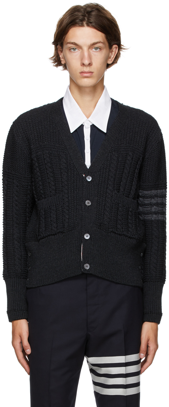 thom browne grey cardigan