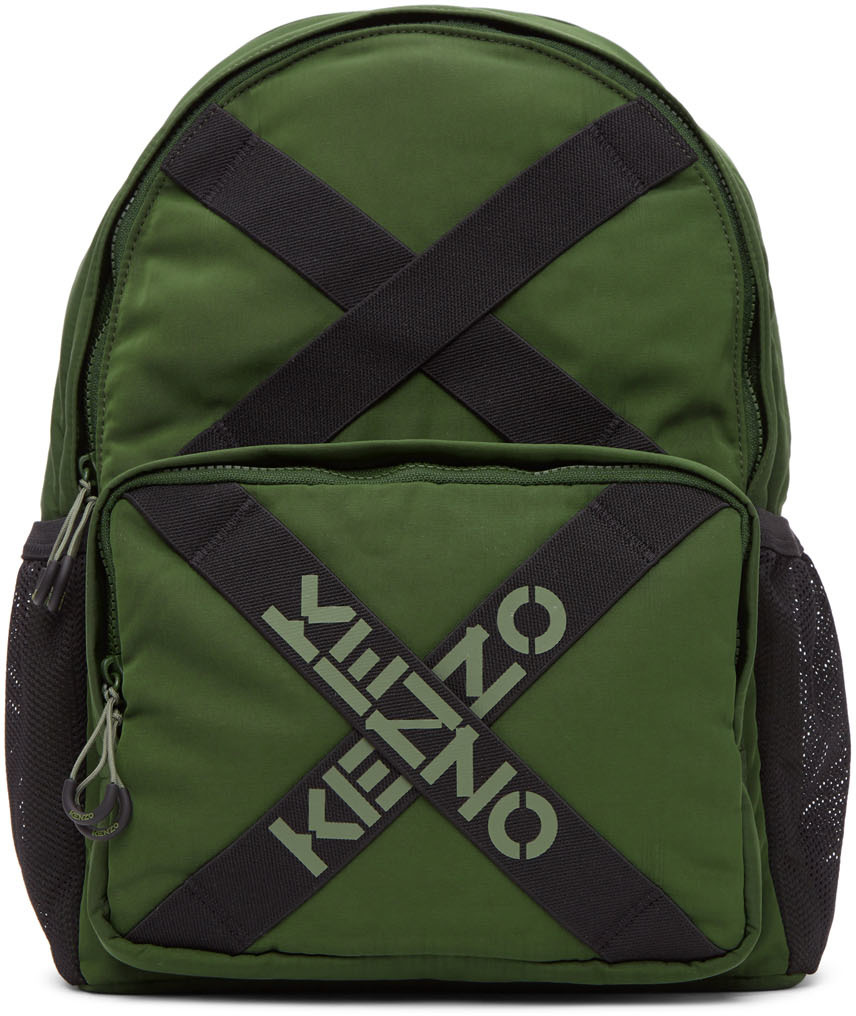 Kenzo Green Taped Sport Logo Backpack SSENSE