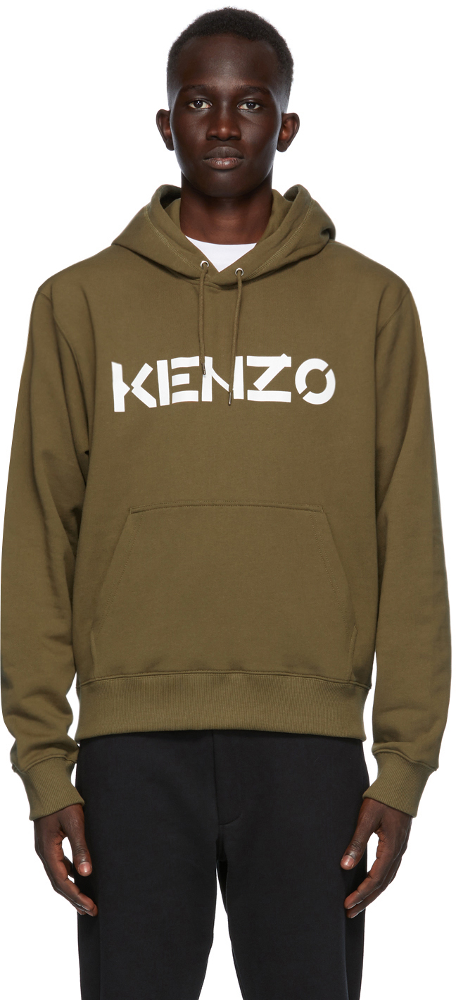Kenzo: Khaki Logo Hoodie | SSENSE