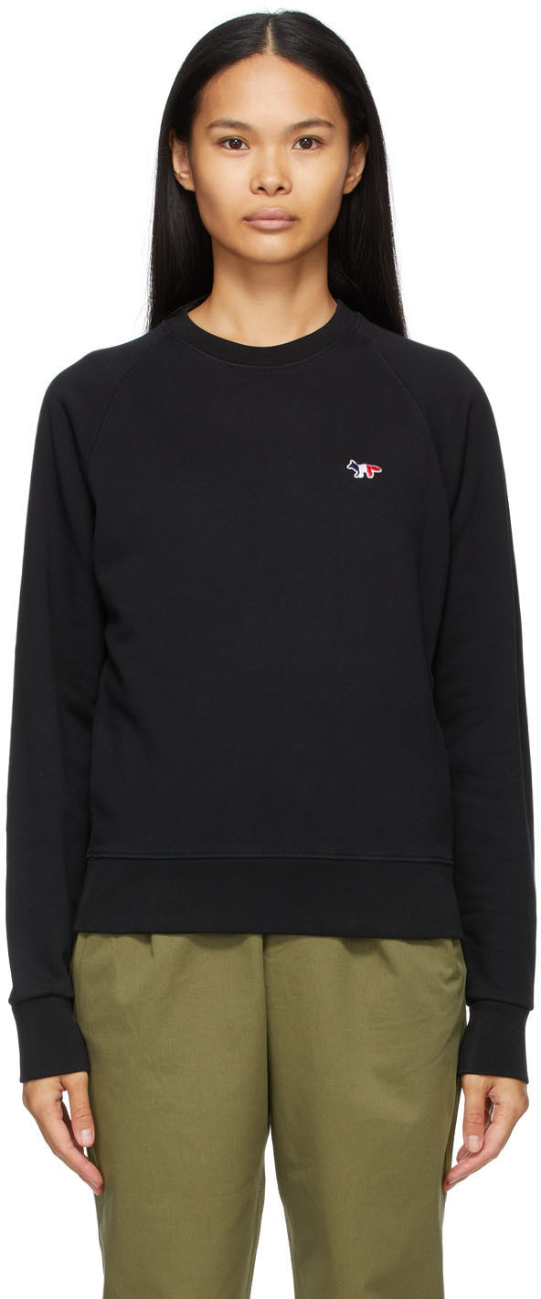 maison kitsune tricolor fox patch sweatshirt