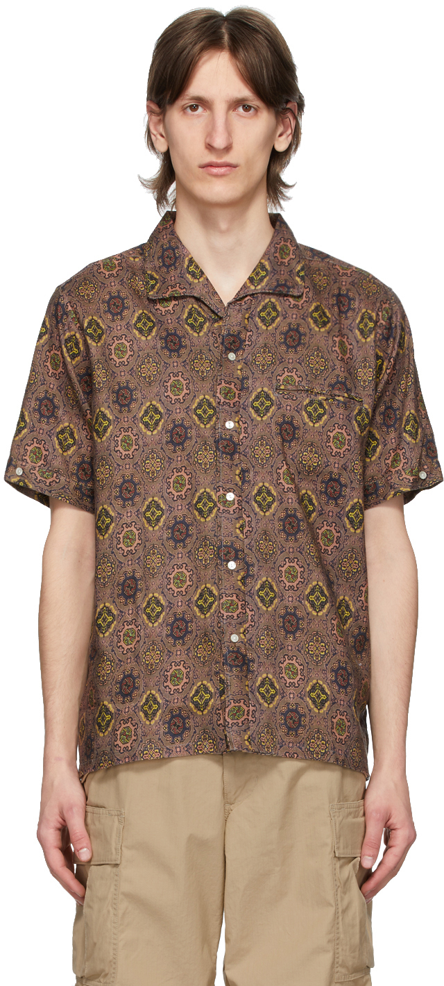 BEAMS PLUS: Brown Flax Batik Print Shirt | SSENSE Canada