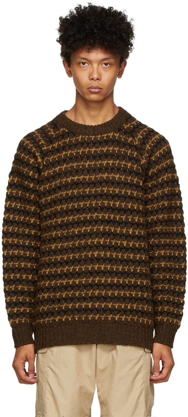 BEAMS PLUS: Brown Popcorn Sweater | SSENSE