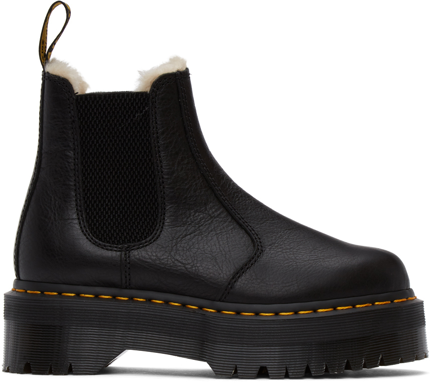 black dr martens with fur lining