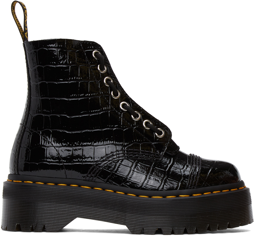 Bueno Dólar Sequía Dr. Martens: Black Croc Sinclair Zip Boots | SSENSE