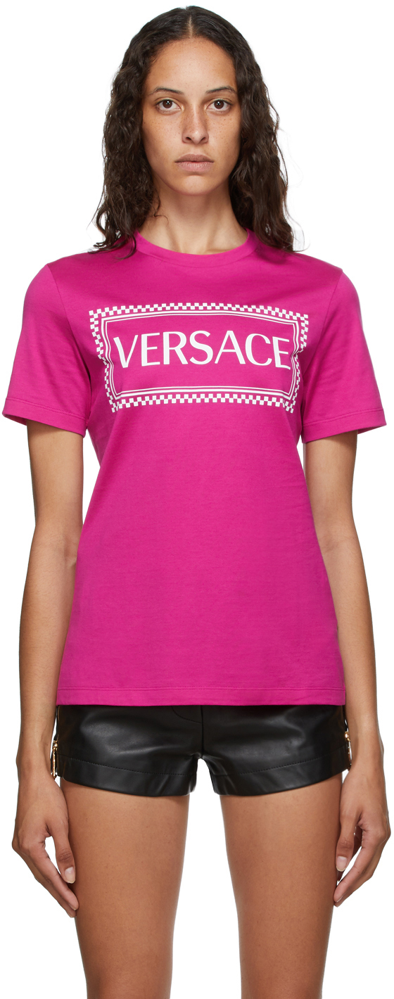 Versace: Pink 90s Logo T-Shirt | SSENSE 