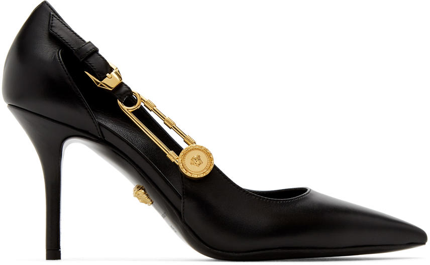 Versace: Black Medusa Safety Pin Heels | SSENSE