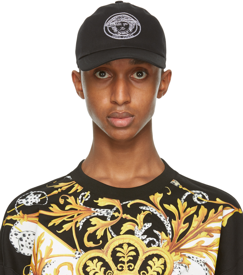 Versace: Black & White Medusa Cap | SSENSE Canada