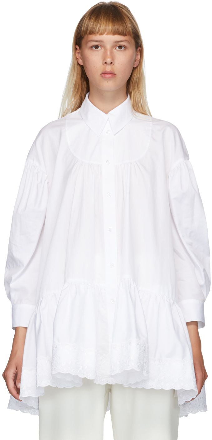 Simone Rocha: Chemise à fronces blanche 