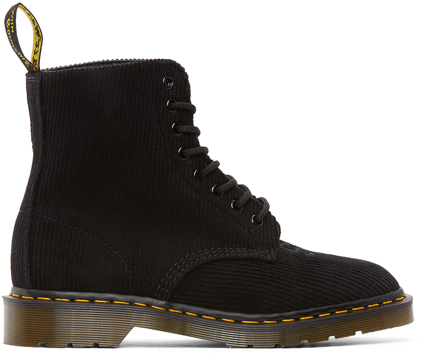 UNDERCOVER: Black Dr. Martens Edition Corduroy 1460 Boots | SSENSE