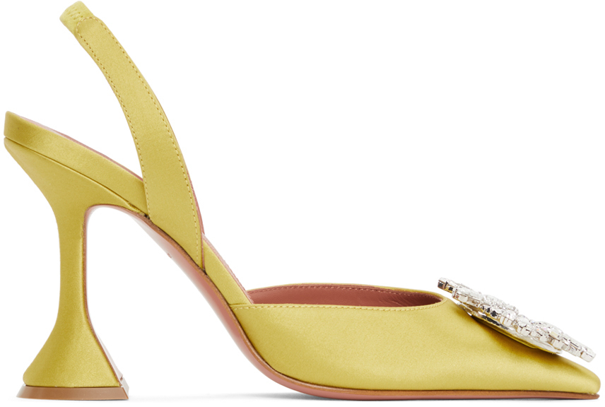 yellow satin heels