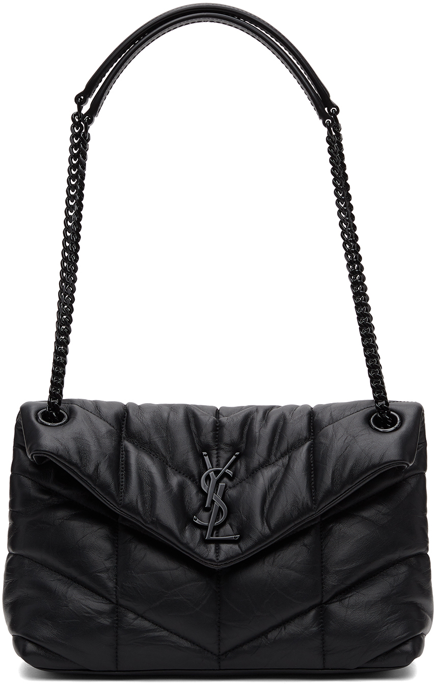 Saint Laurent: Black Small Loulou Puffer Bag | SSENSE Canada