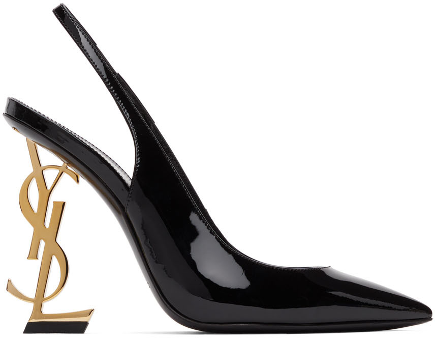 Saint Laurent: Black Opyum Slingback Heels | SSENSE