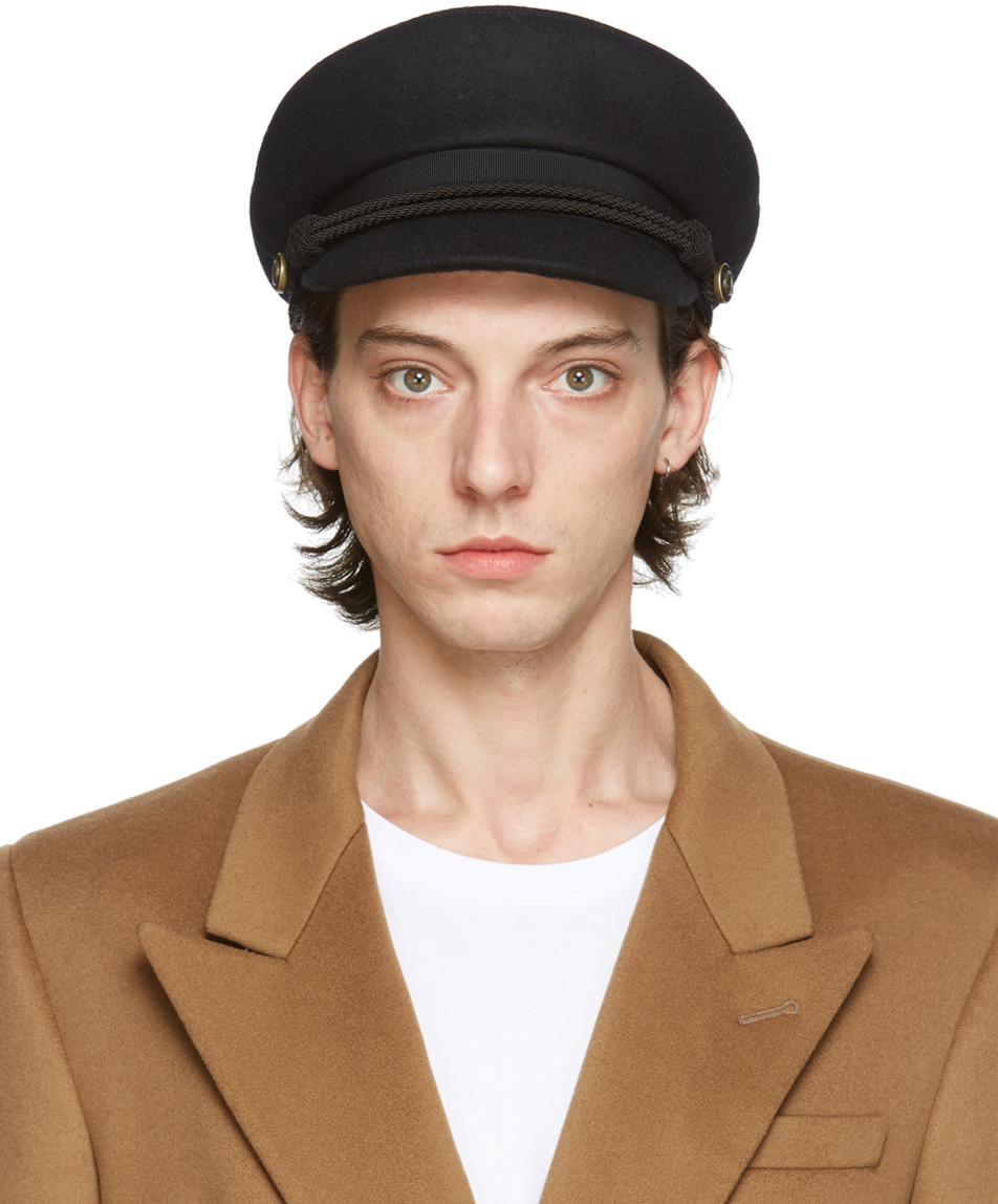 Saint Laurent: Black Wool Sailor Cap | SSENSE