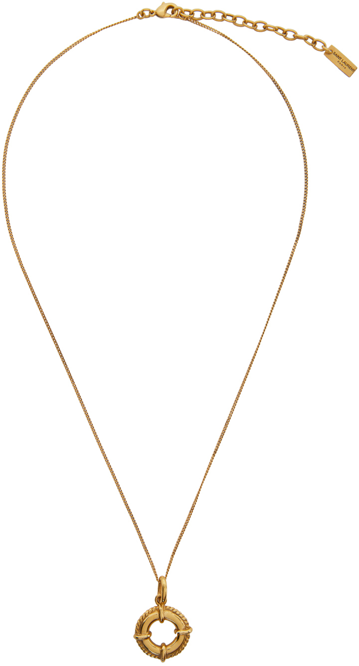 Saint Laurent: Gold Lifebuoy Pendant Necklace | SSENSE